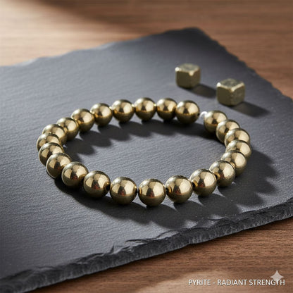 Golden Pyrite Abundance Bead Bracelet - Divine Balance Series