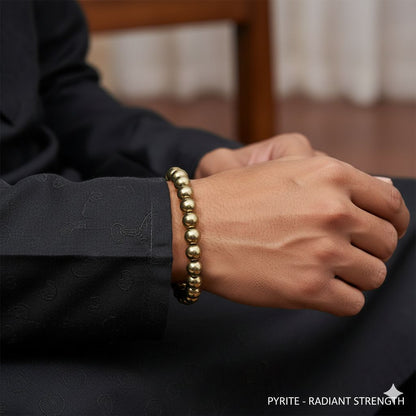 Golden Pyrite Abundance Bead Bracelet - Divine Balance Series