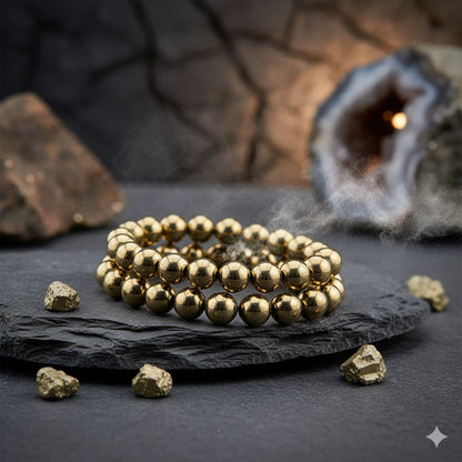 Golden Pyrite Abundance Bead Bracelet - Divine Balance Series